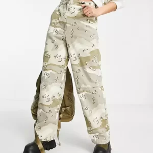 Pantalon Treillis femme taille haute camouflage imprimé