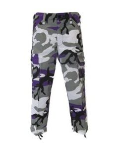 Pantalon treillis Enfant cargo camouflage violet